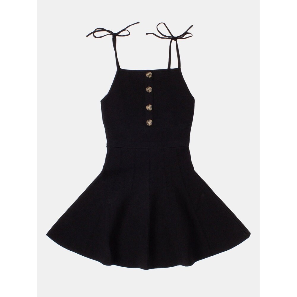 Nev & Lizzie Girl's Button Front Fit Flare Skater Shoulder Tie Tank Dress 16